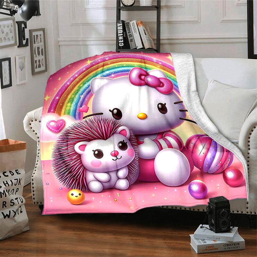 1 Stück Hello Kitty Igel Decke Leichte Flanell Überwurfdecke für Sofa Bett Reise Camping Wohnzimmer Büro Couch Stuhl