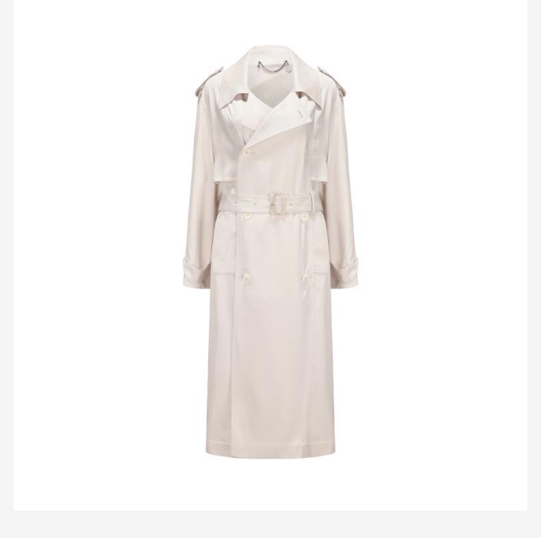 

Вдохновленное Чжао Лусы осеннее пальто-тренч 2025 года с поясом на талии Medium бежевый