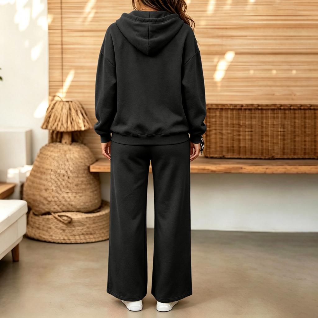 Women's Casual Two Piece Set with Zipper Cardigan and Long Pants, Fall Winter Comfortable Everyday Outfit