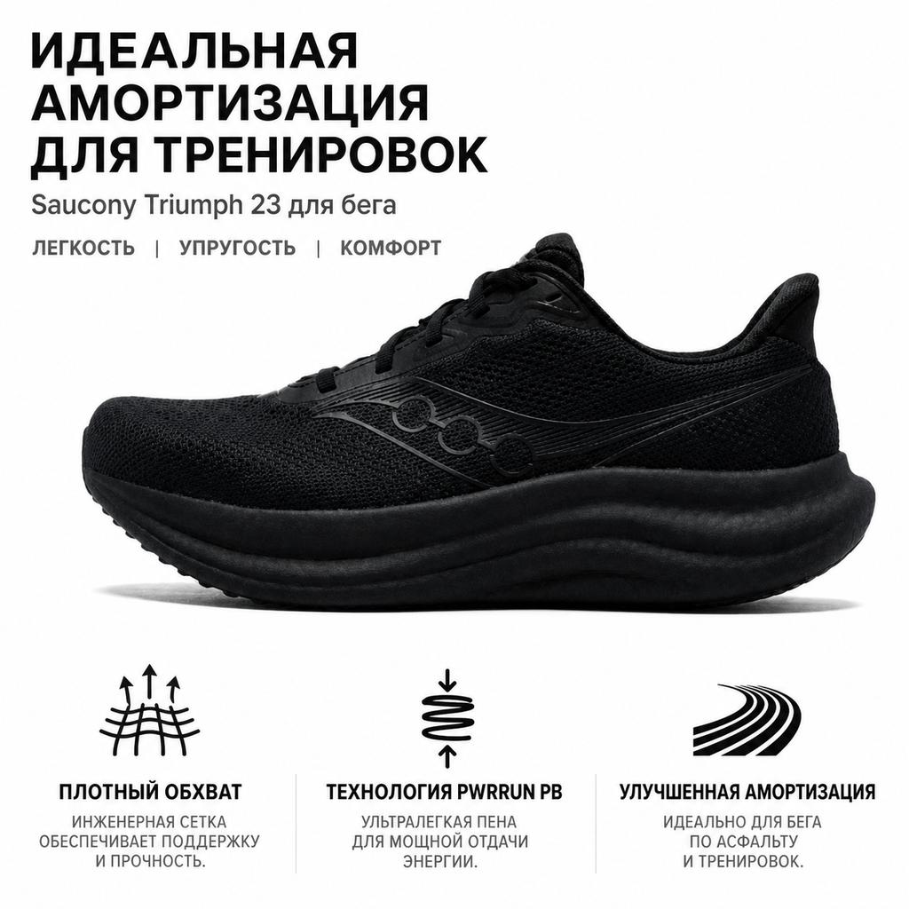 SAUCONY Triumph 23 Comfortable Versatile Running Shoes Men Sneakers Black S21024-501