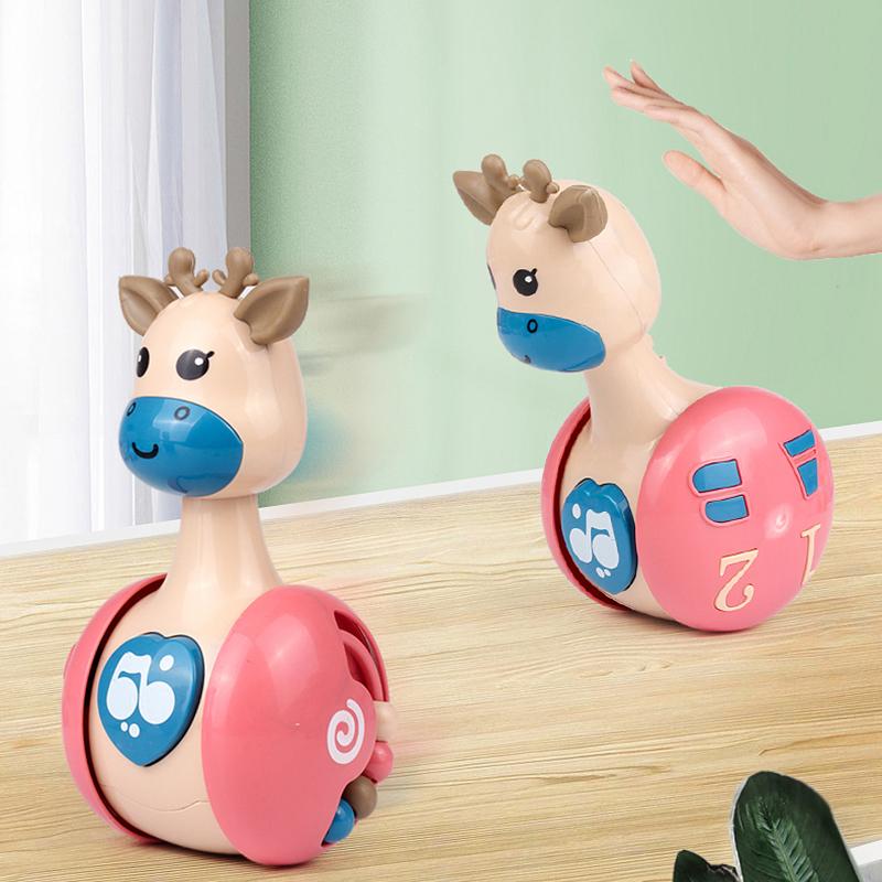 Sliding Deer Baby Tumbler Rattle Learning Education Toys Newborn Teether Infant Hand Bell Mobile Stroller Music Roly-poly Toy