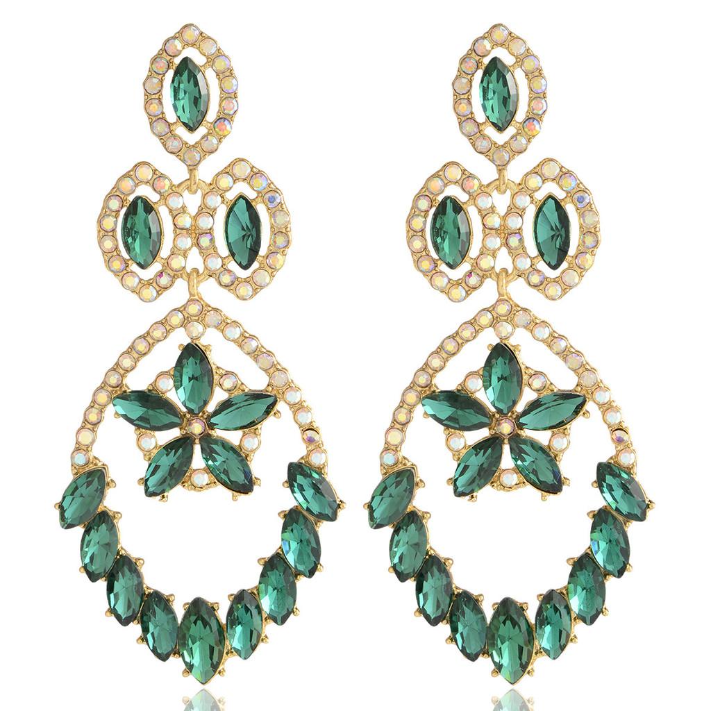 Fashion Drop Shape Alloy Dangle Earring For Women With Sparkling Ab Crystals
