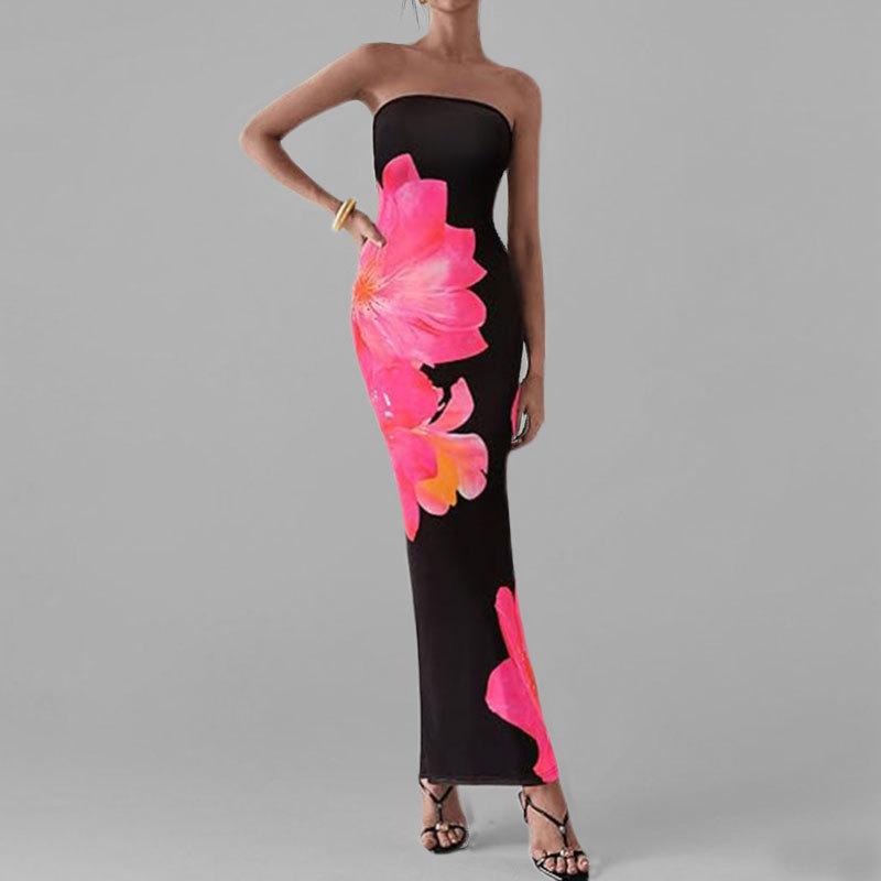 New Spring Women's Clothing Elegant Hip-shoulder Printed Dress for Women