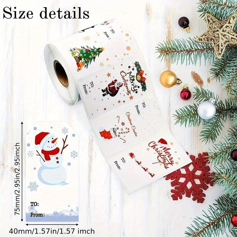 300Pieces/Roll Christmas Gift Tags Sticker Name Tags for Christmas Presents Gift Labels