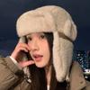 Plush Hat Women's Autumn and Winter Lei Feng Hat, Plush Thickened Warm Cycling Cold Ear Protection Hat