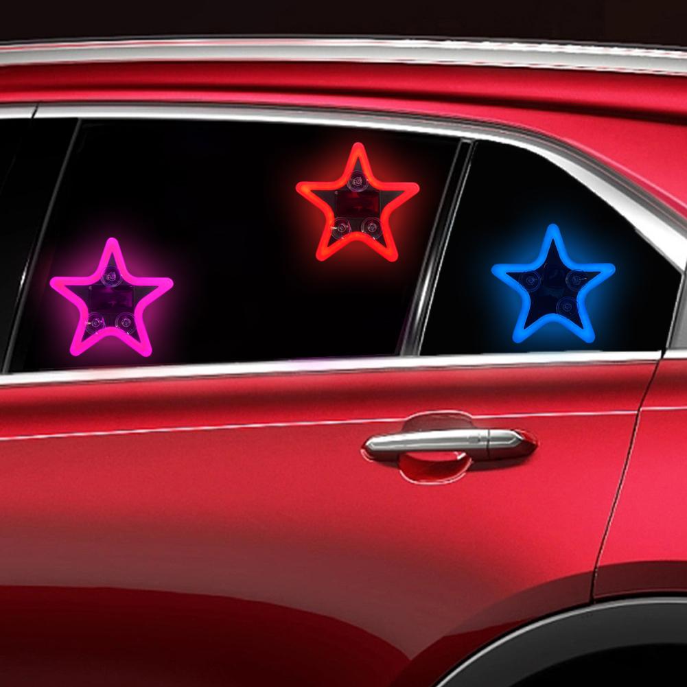 Solar Charging LED Car Window Lights Star Shaped Sparkling Mood Lights Neon Lights Car Interior Light Window Glowing Decoration