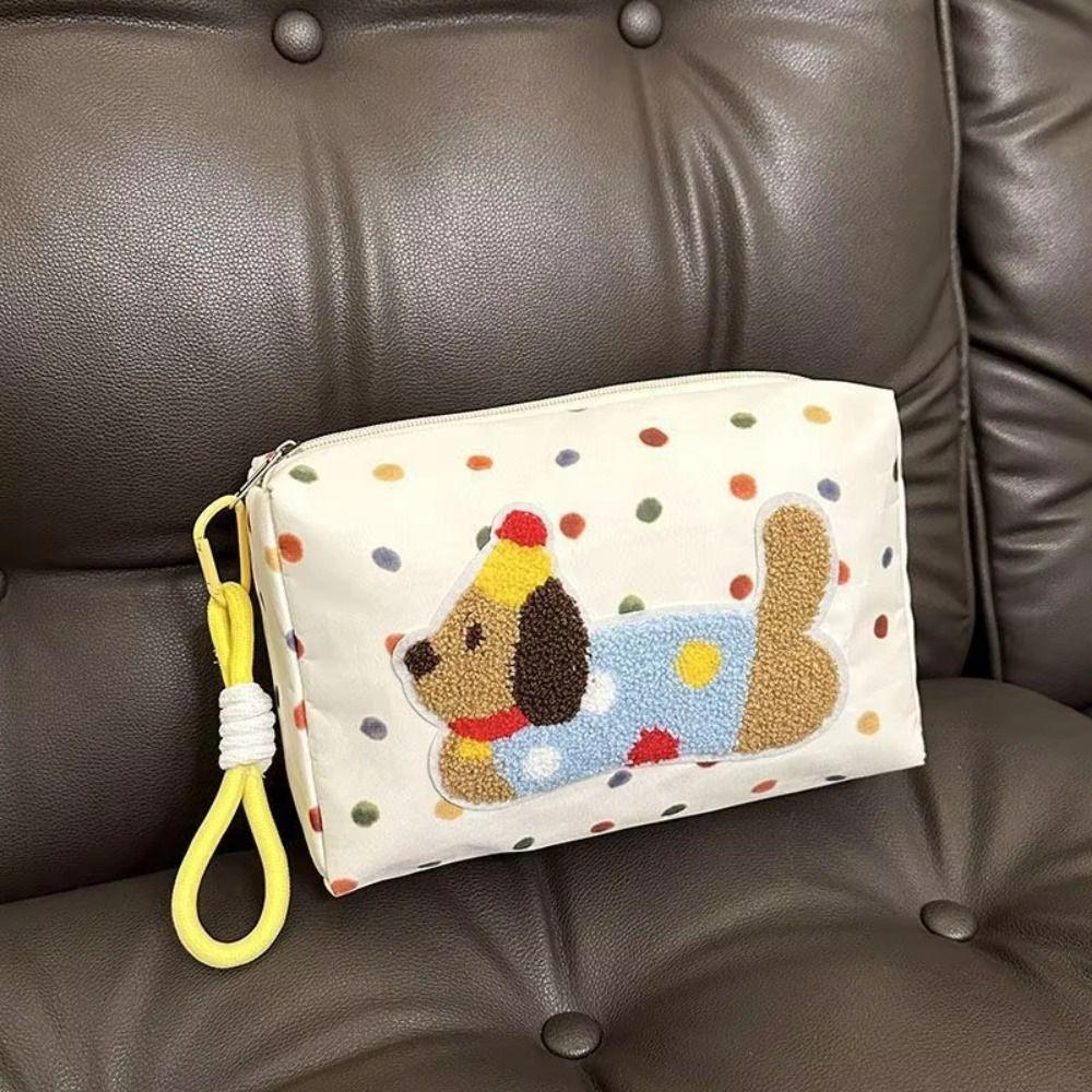 Zipper Travel Toilet Bag Large Capacity Skincare Storage Bag Cartoon Puppy Cosmetic Bag  Stationery
