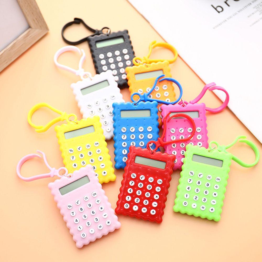Button Battery Calculator Keyring Stationery Biscuit Shaped Calculator Electronic Calculator