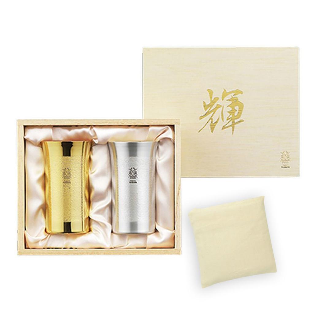 Pure Gold and 2pc Made In Japan Made In Vietnam J-kitchens Tumbler, Copper, Silver, Set, 150ml, (SimpleBag Set)