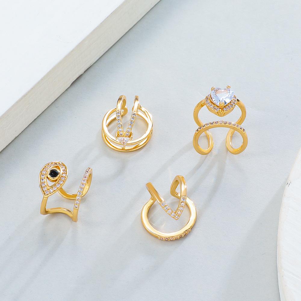 High quality trend design sense geometric finger nail ring INS hipster jewelry inlaid zircon essence beautiful woman ring