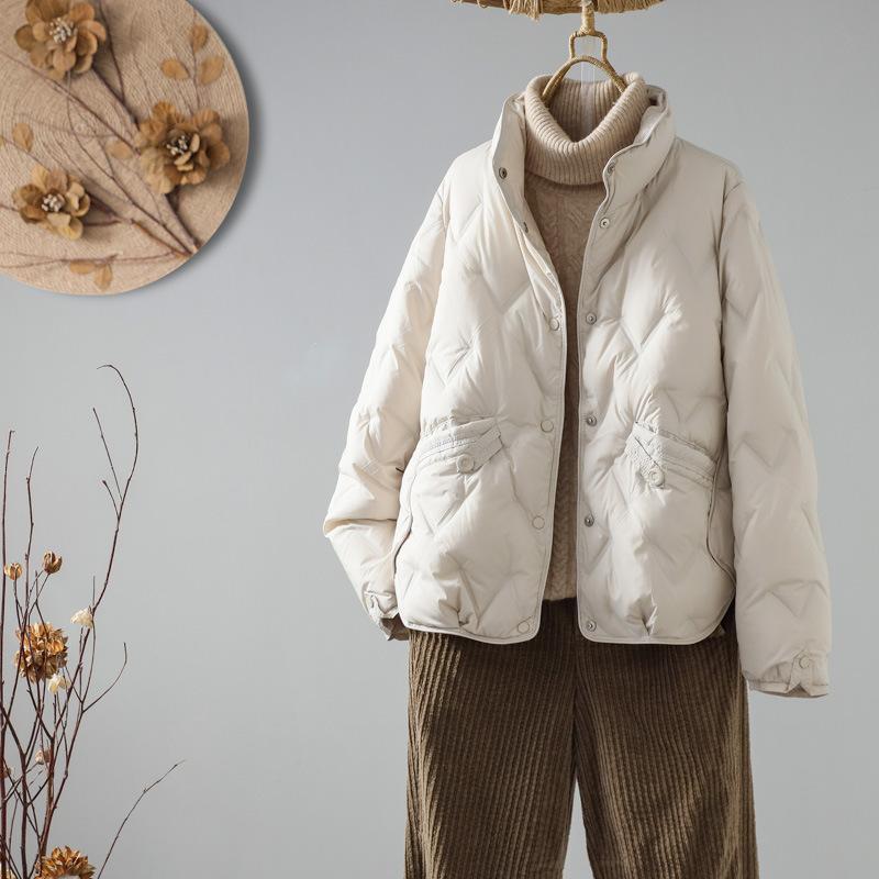 FASHION new national standard 90 white duck down  women's short 2024 new winter fashion small stand-up collar light  Clothes