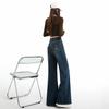 Spring Summer High Waist Slim Non Cling Micro Flare Floor Drape Stretch Casual Denim Pants Ladies Casual Pants Oversize Denim Trousers