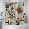 1PC Retro Flowers Pattern Printed Shower Curtain, Waterproof and Washable, with 12 Hooks, Bathroom Showers, Bathtub, Home Use