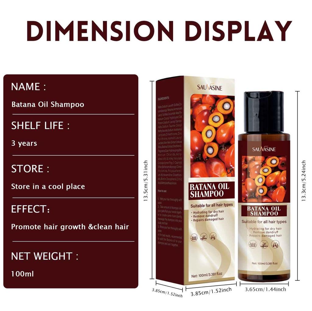 Szampon z olejem Batana na porost włosów, Naturalny szampon przeciw wypadaniu włosów dla przerzedzonych i regenerujący zniszczone włosy do wszystkich rodzajów włosów Codzienna pielęgnacja włosów