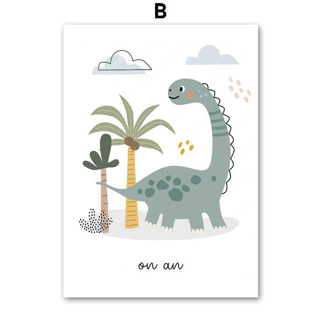 Earth Dinosaur T-Rex Brachiosaurus Nursery Wall Art Canvas Painting Nordic Dino Posters And Prints Pictures Baby Kids Room Decor