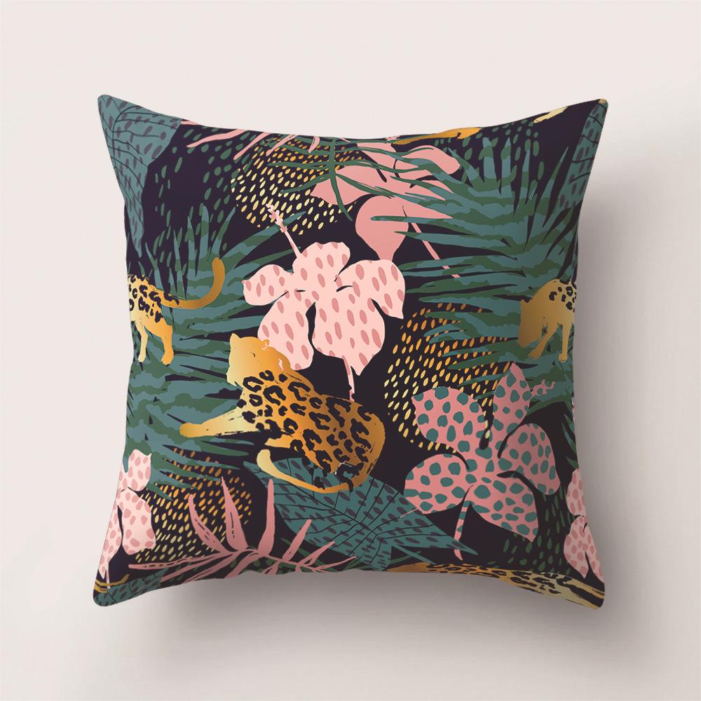 Tropical Rainforest Leaves Flowers and Plants Animals Printed Pattern Pillowcase Air Cushion Cover