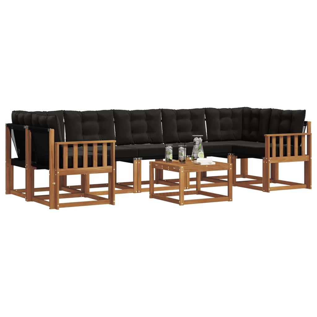 Outdoor Sofa Set with Cushions 8 pcs Natural and Black