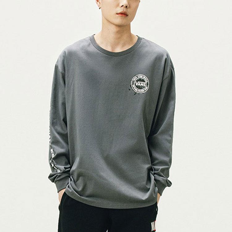 Vans Splatter Letter Logo Loose Fit Long Sleeve T-Shirt Unisex Tops Gray VN0A5F511LG