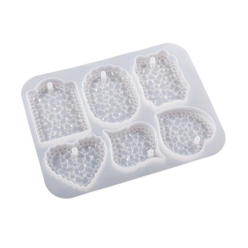 Cute Heart Round Charm Resin Mold Silicone Keychain Mold Pendant Epoxy Casting Mold with Hole DIY Craft Diamond Pattern