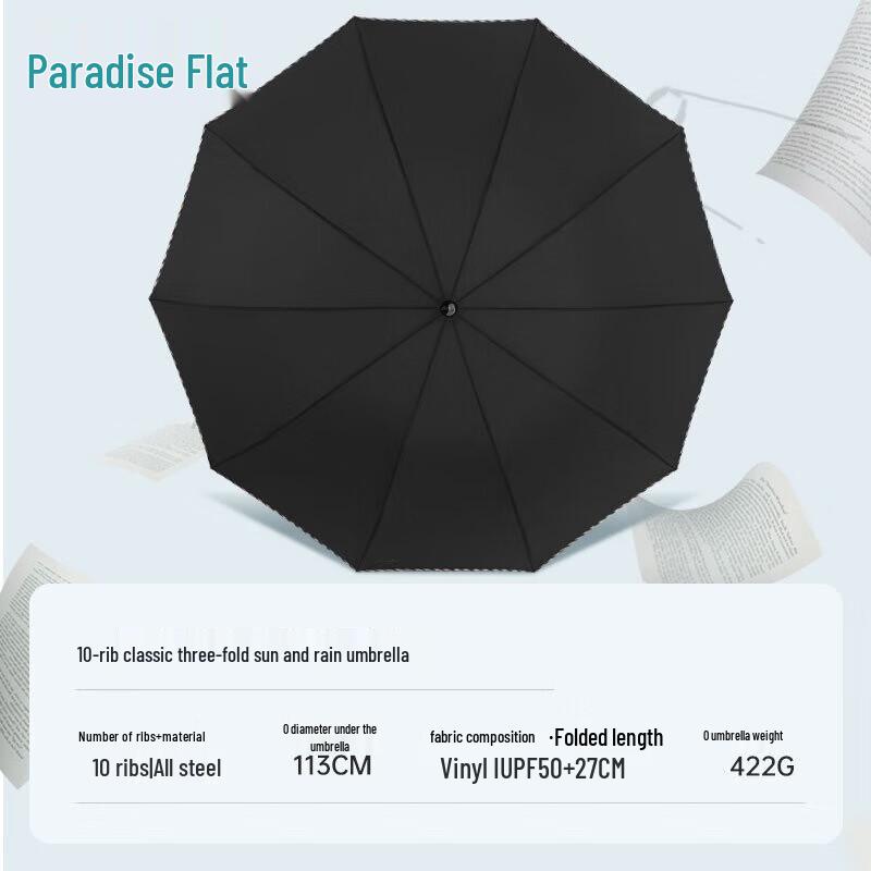Paradise Umbrella 3-Fold UV Rain & Sun Protection Umbrella