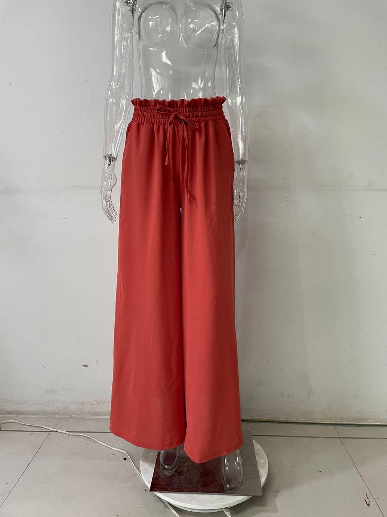 Euro-American Summer Wide-Leg High-Waisted Women's Culottes with Elastic Waistband