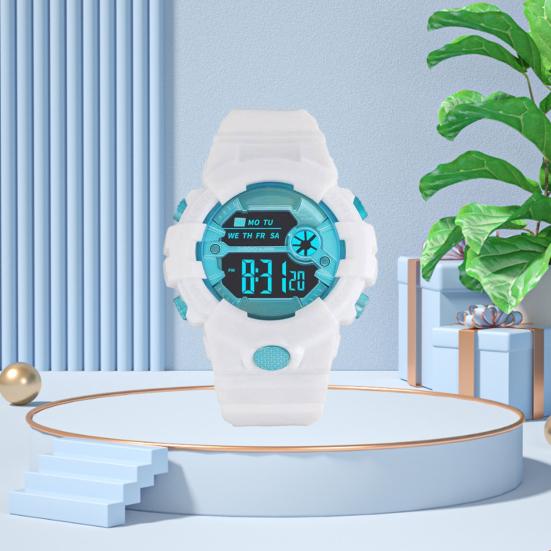 LED Electronic Watch Waterproof Anti-slip Adjustable Strap Round Dial Kids Students Casual Sports Digital Wristwatch Birthday Gift