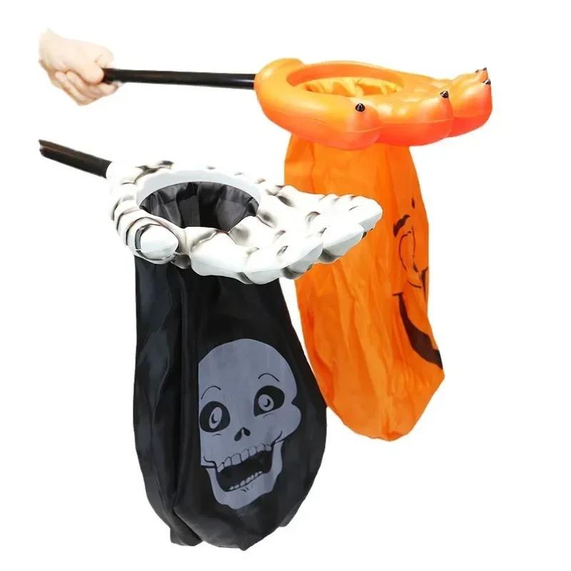 Spooky Halloween Pumpkin Skull Candy Bag Trick or Treat Handbag for Kids Party Costume Accessories Child Gift Props Bag