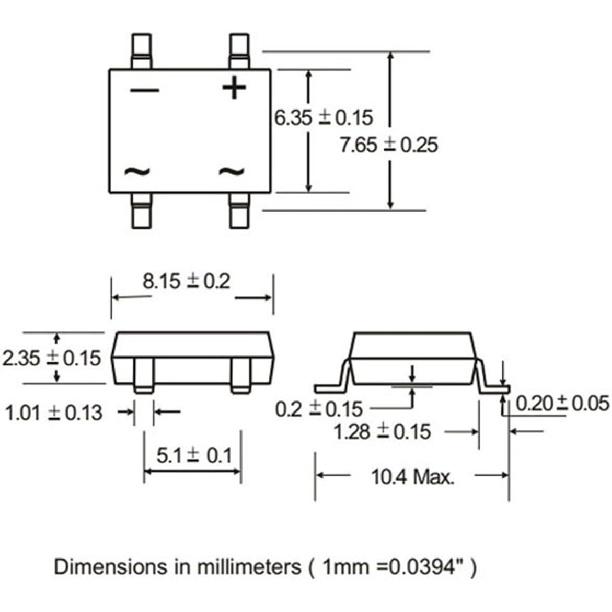 30/50Pcs DB107S Bridge Rectifier SMD SOP-4 Rectifier Bridge Stack 1A/1000V(30Pcs)