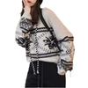 Vintage Christmas red top autumn and winter new lazy wind loose soft waxy knitted hoodie sweater women