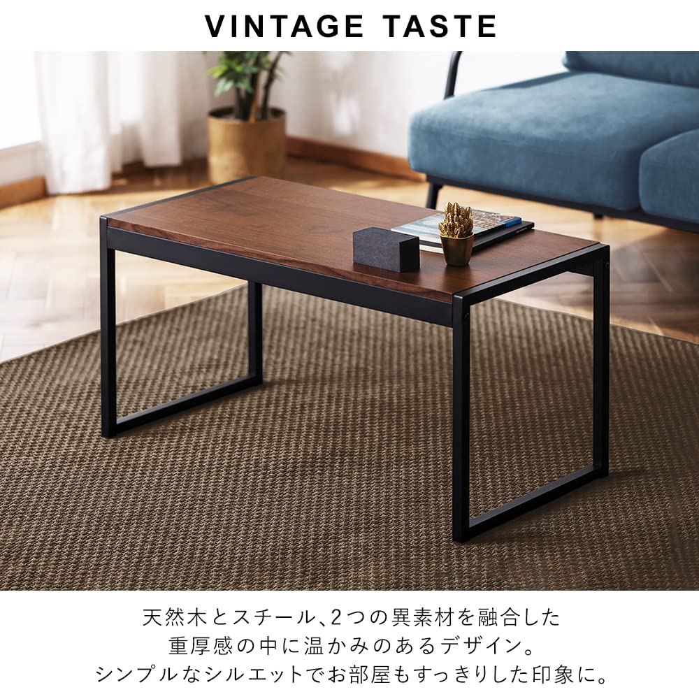 IRIS OHYAMA Natural Wood and Steel 80cm with a Soft Natural Wood Top and a Sturdy Steel Perfect for Living or as a Center Table SFCT-800