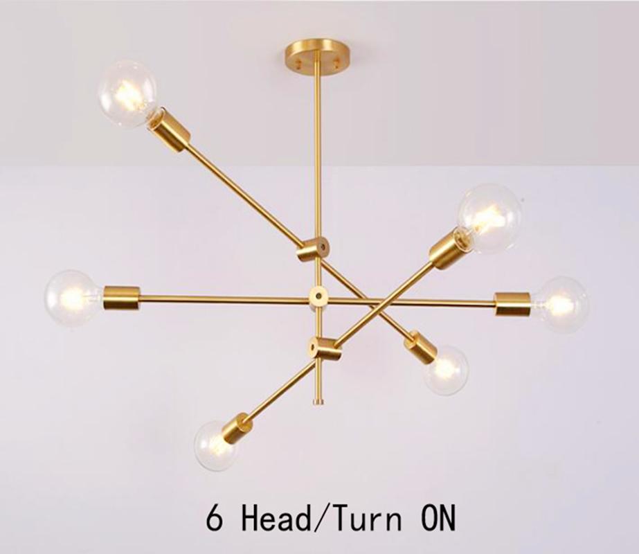 Nordic Loft Pendant Lamp Iron Gold E27 LED Modern Indoor Lighting Luxurious 4 6 8 Heads for Bar Dining Room Decor Chandelier