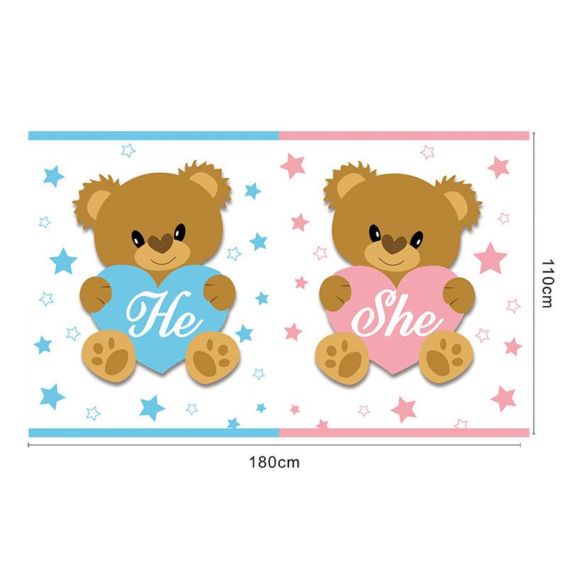 New model gender reveal banner for newborns, balloon decoration scene for celebrating the birth of the baby, flag hanging display
