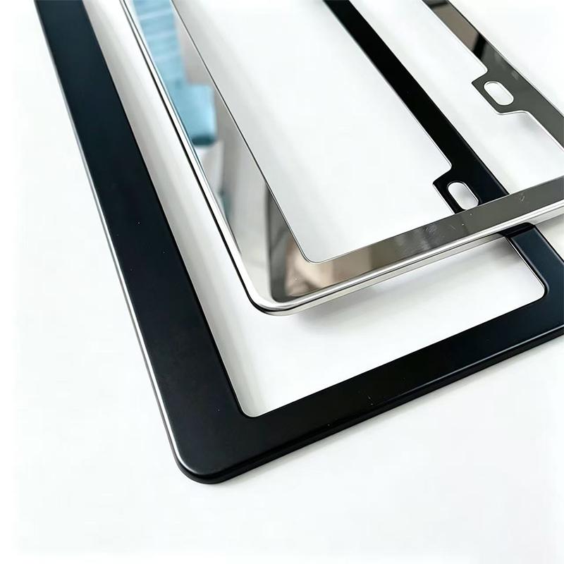 2 Pcs Stainless Universal US Model License Plate Frame Steel Front And Rear Metal Car License Plate Frame Label Cover Screw Cap License Plate Covers