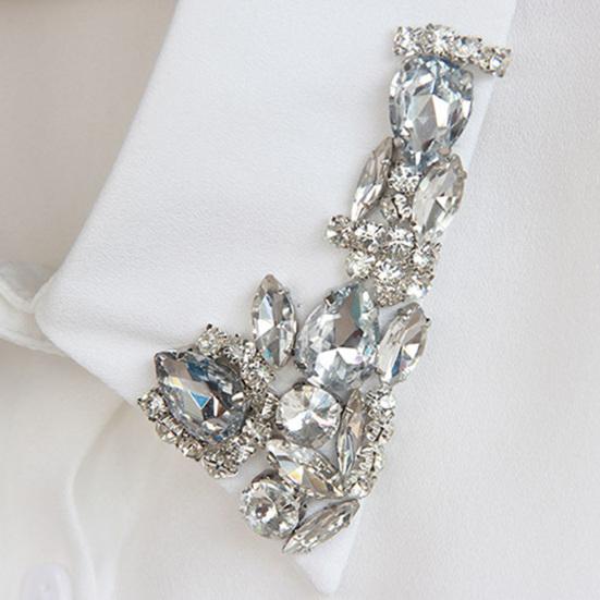 Yousheng Women Rhinestone Fake Collar Detachable Chiffon Dickey False Collar with Adjustable Straps Half-Length Fake Shirts Collar for Festive Party