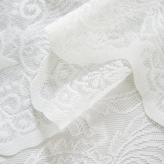 1 Panel White Lace Door Curtain, Sheer Room Divider Curtain, Retro Scalloped Floral Lace Curtain with Rod Pocket for Bedroom Balcony