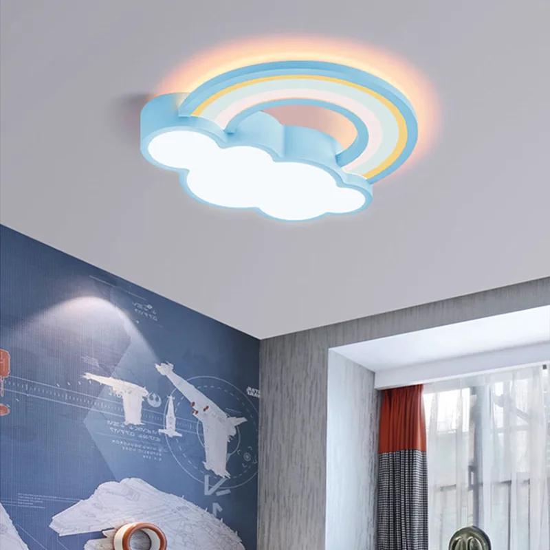 Children's Room Ceiling Lamp Cartoon Rainbow Clouds Simple And Warm Boys And Girls Bedroom Princess Room Light Fixtures