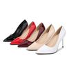 Stylish and simple glossy patent leather heel thin heel shallow mouth pointed sexy women's shoes