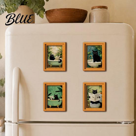Vintage Style Cat Ornaments Black Wooden Refrigerator Magnet Halloween Theme Decorative Cute Pumpkin Magnet Set Magnetic Decal for Kitchen Cabinets
