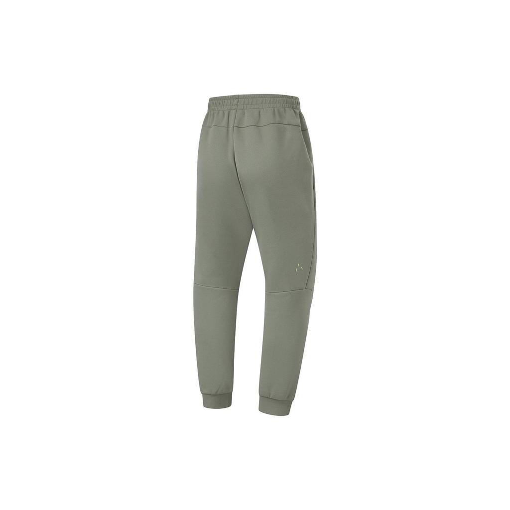 Li Ning Fitness Series Letter Print Cuffed Knitted Sports Pants Men Bottoms Dark-Green AKLU067-3