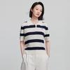 Chuyu Women's Retro Striped Lyocell Polo Knit Top