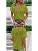 Spring/Summer 2026 Women's Casual V-Neck Button T-Shirt - Sweet Short Sleeve, Solid Color