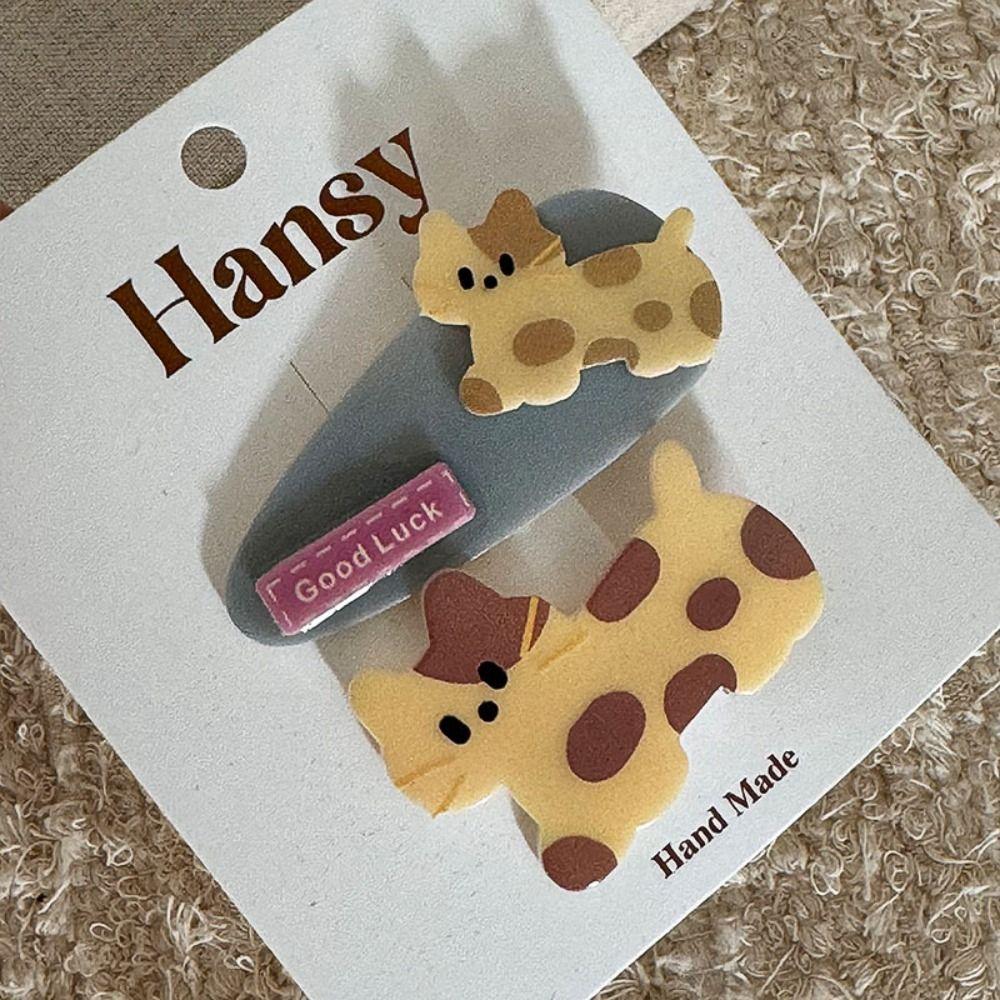 2Pcs/set Cat Animals Hair Clip Dog Barrettes Headwear Hairpin Women