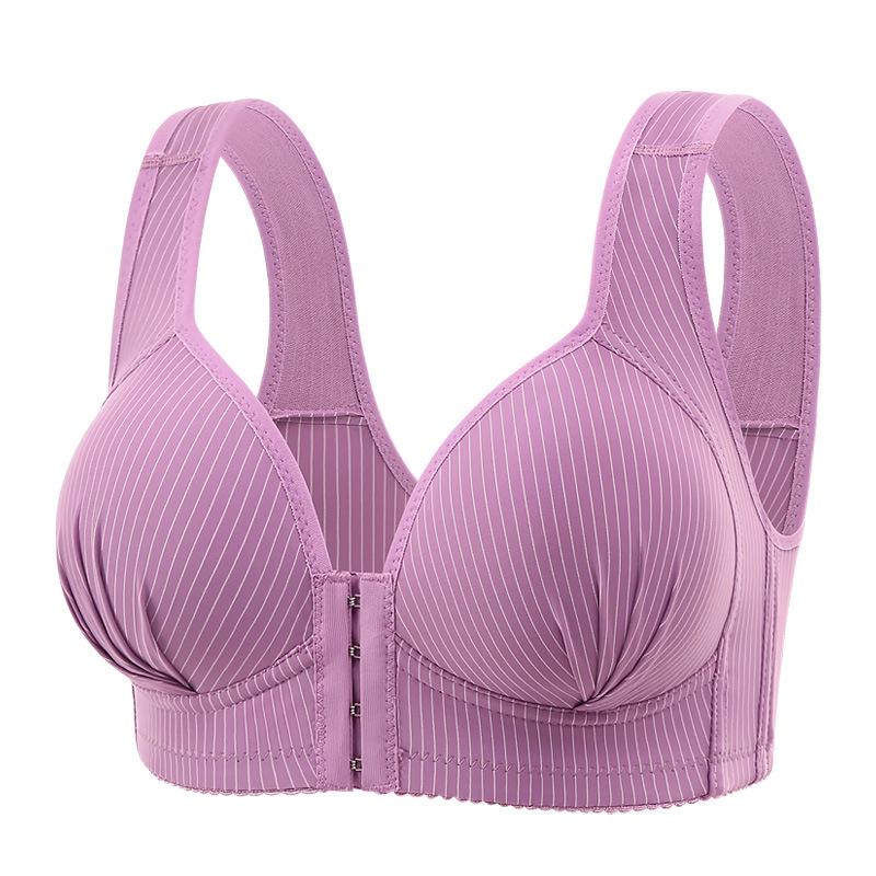 Plus Size Wire-Free Front Closure Supportive Bra for Middle-aged & Elderly