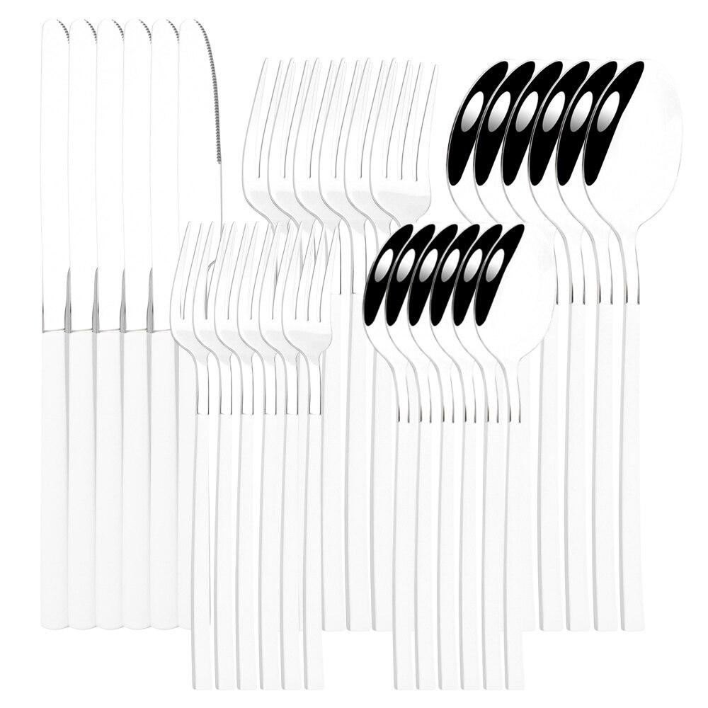 30pcs Black Gold Western Dinnerware Set Stainless Steel Cutlery Set Knife Dessert Fork Spoon Tableware Set Flatware Silverware