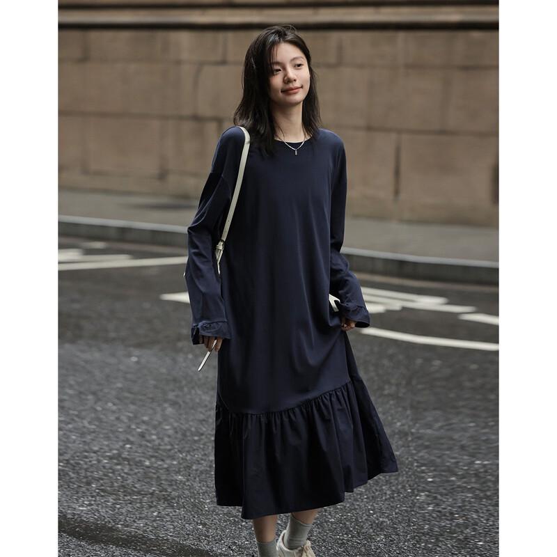 Demana Round Neck Pleated Hem T-Shirt Dress S