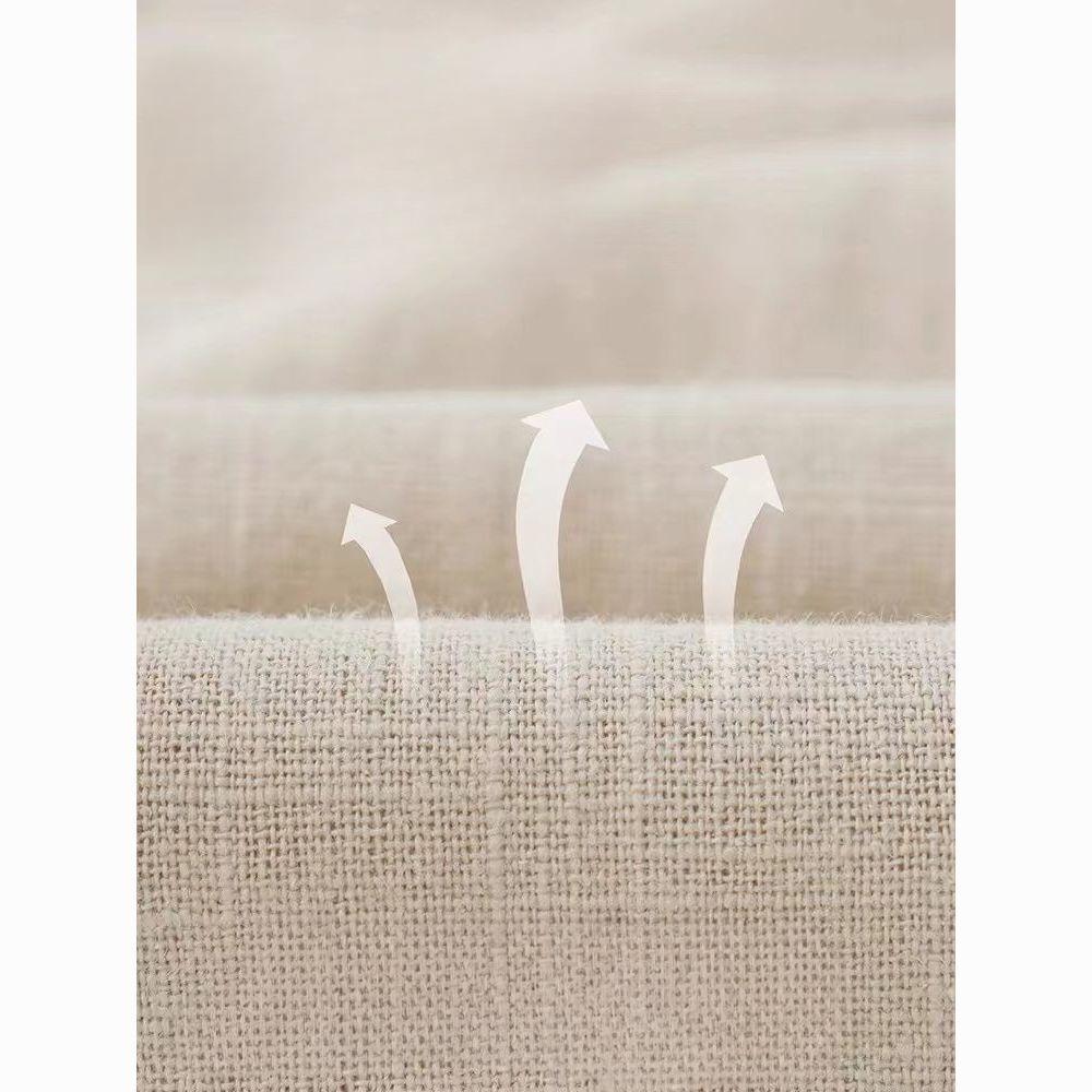 Linen Cotton Breathable Loose-fit Casual Beach Simple Solid Color Drawstring Loose Straight-leg  Trousers