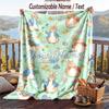 Peter Rabbit Flannel Blanket, Personalized Custom Name Text, Soft Warm Plush Throw Blanket For Gift