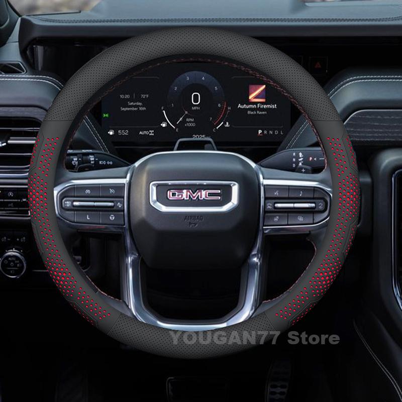 

Leather Car Steering Wheel Cover For GMC Sierra EV 2014-2025 Covers For Covers Auto interior GMC Sierra 2025 Accessories