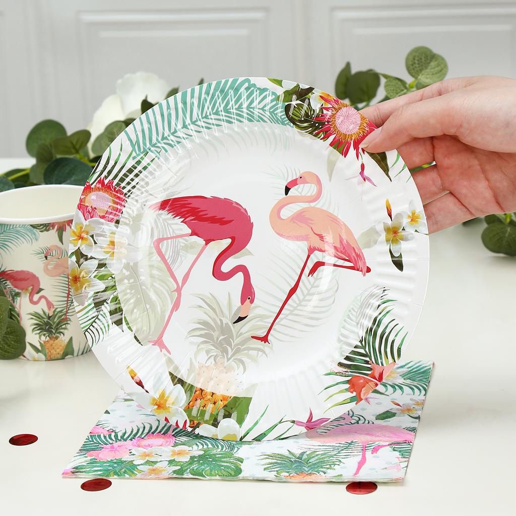 Hawaii Geschirr Party Luau Rosa Flamingo Party Decor Papier Platte Tasse Serviette Geburtstag Party Sommer Hawaii Hawaiian Party Supplie