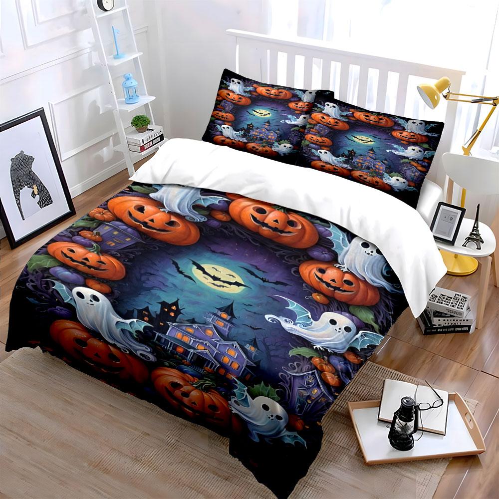 Spooky pumpkins enchantingly glowing Bedding sets Duvet cover sets Duvet covers Pillowcases(1*Duvet Cover 2*Pillowcases without duvet insert)